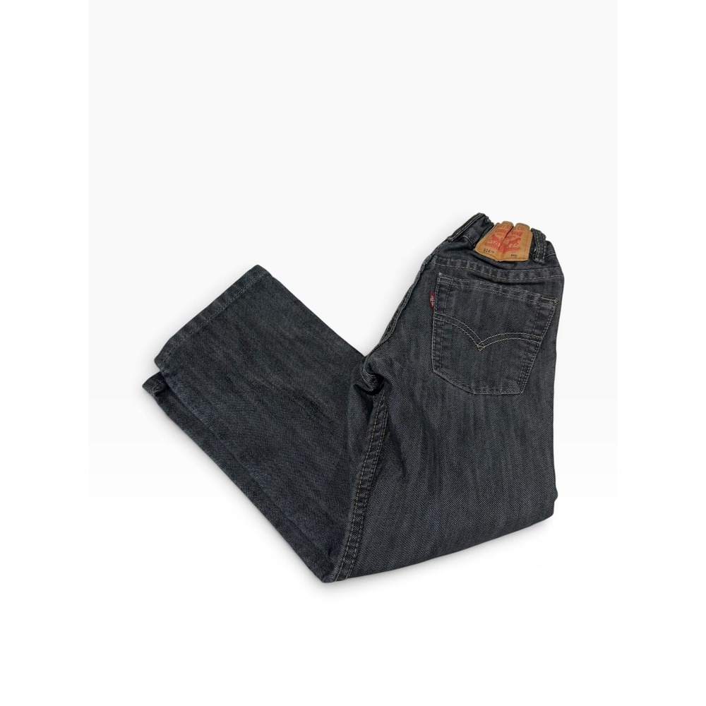 Levis 514 Straight Fit Kids Jeans Dark Wash Grey Adjustable Waist Size 6 Reg